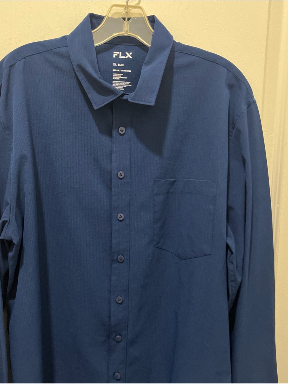 FLX Men’s Casual Button-Down Shirt in Navy